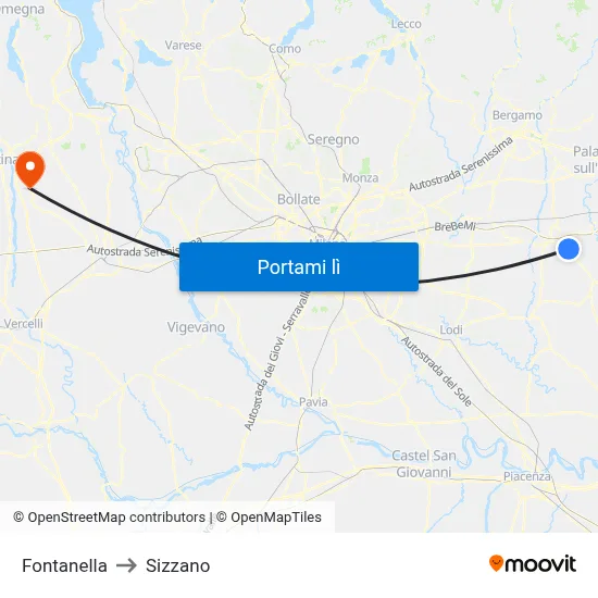 Fontanella to Sizzano map