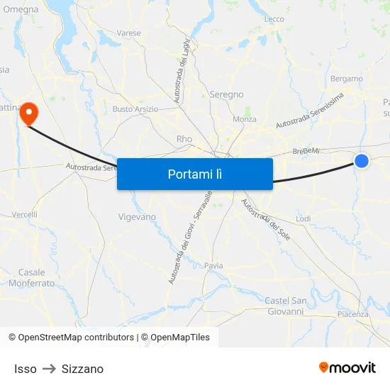 Isso to Sizzano map