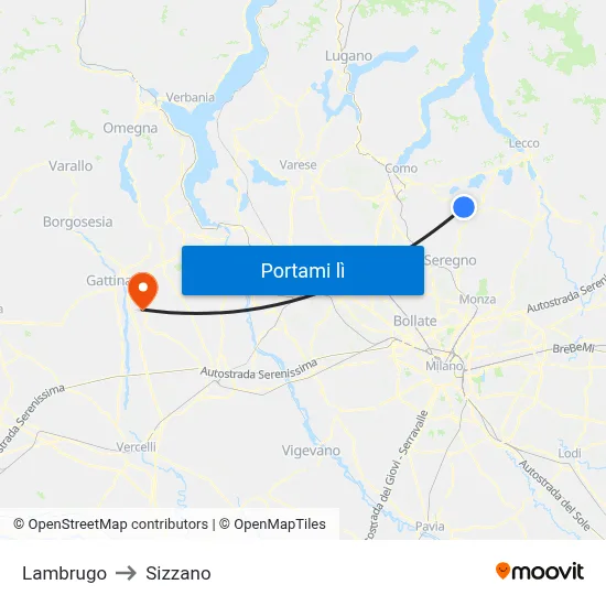 Lambrugo to Sizzano map