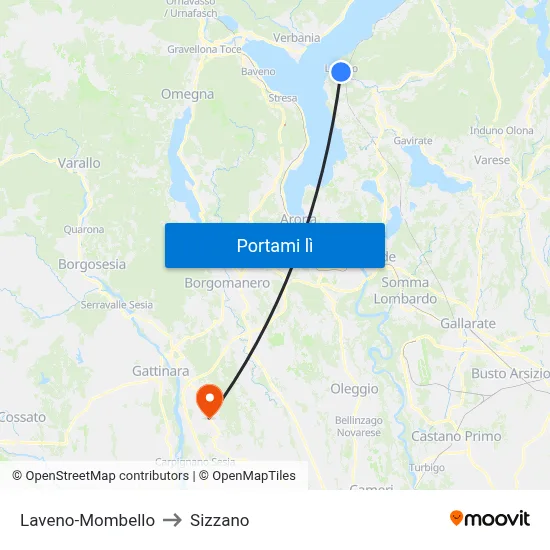Laveno-Mombello to Sizzano map