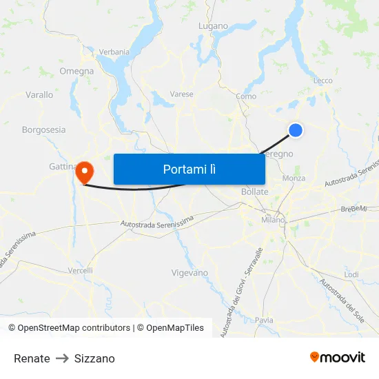 Renate to Sizzano map