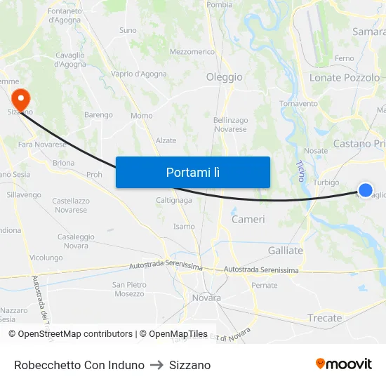 Robecchetto Con Induno to Sizzano map