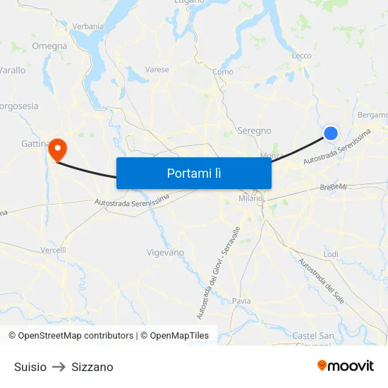 Suisio to Sizzano map