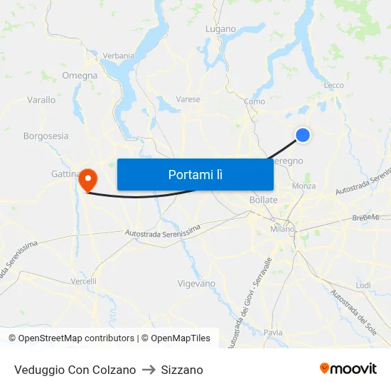 Veduggio Con Colzano to Sizzano map