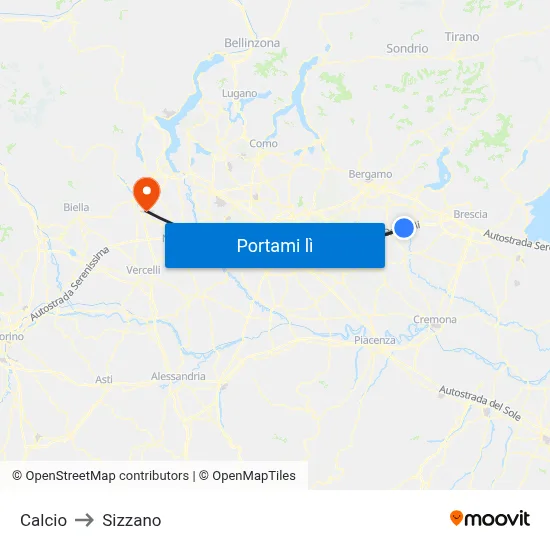 Calcio to Sizzano map