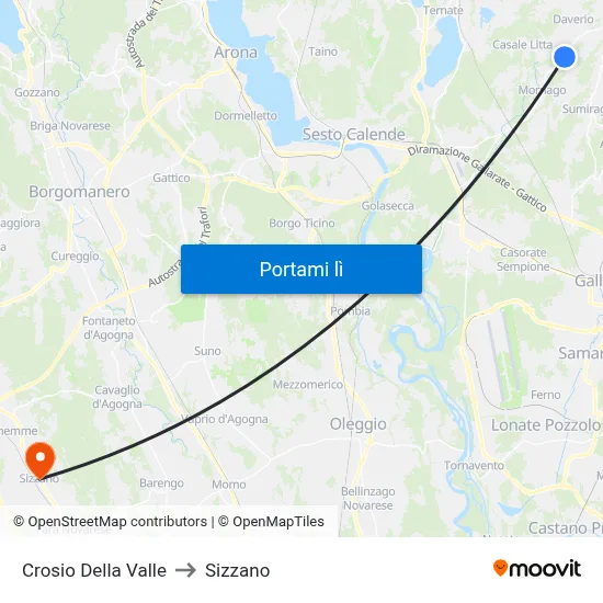 Crosio Della Valle to Sizzano map