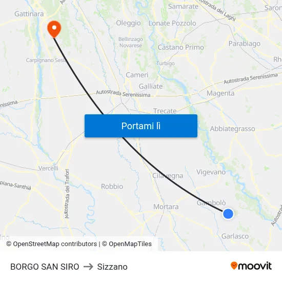 BORGO SAN SIRO to Sizzano map