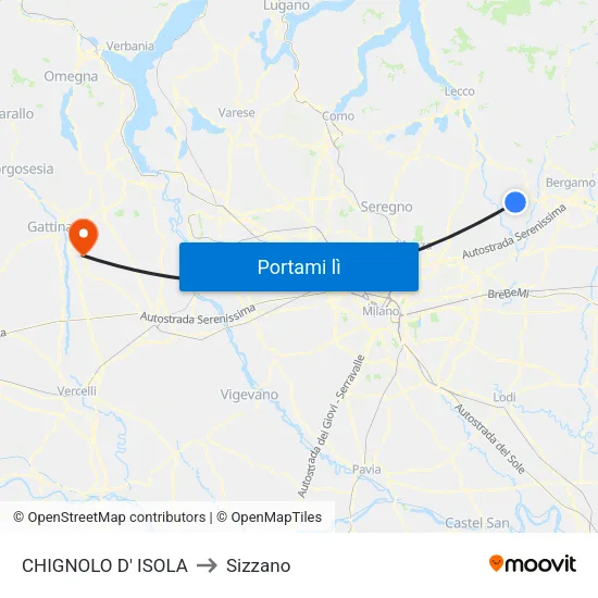 CHIGNOLO D' ISOLA to Sizzano map