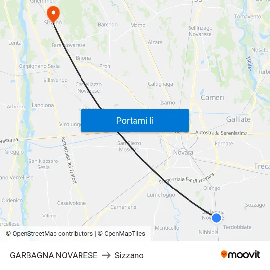 GARBAGNA NOVARESE to Sizzano map