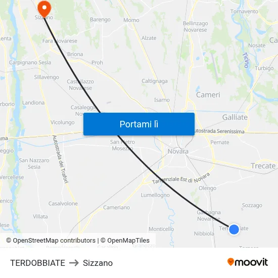 TERDOBBIATE to Sizzano map