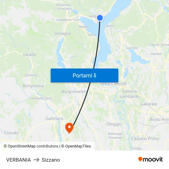 VERBANIA to Sizzano map