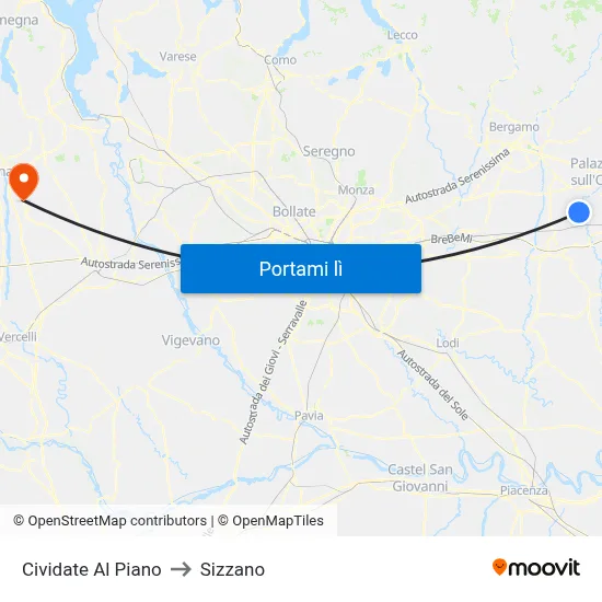 Cividate Al Piano to Sizzano map