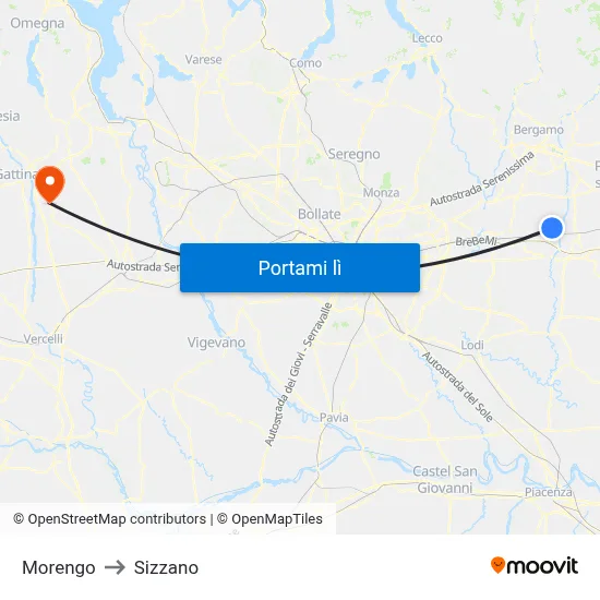 Morengo to Sizzano map