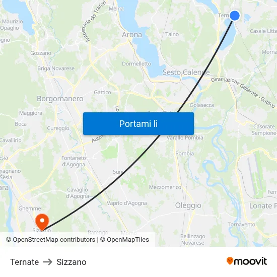 Ternate to Sizzano map