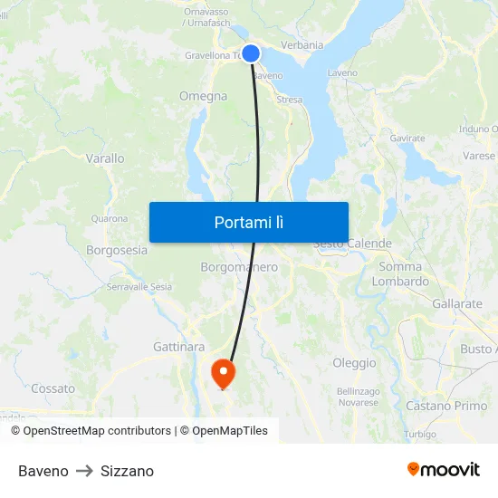 Baveno to Sizzano map