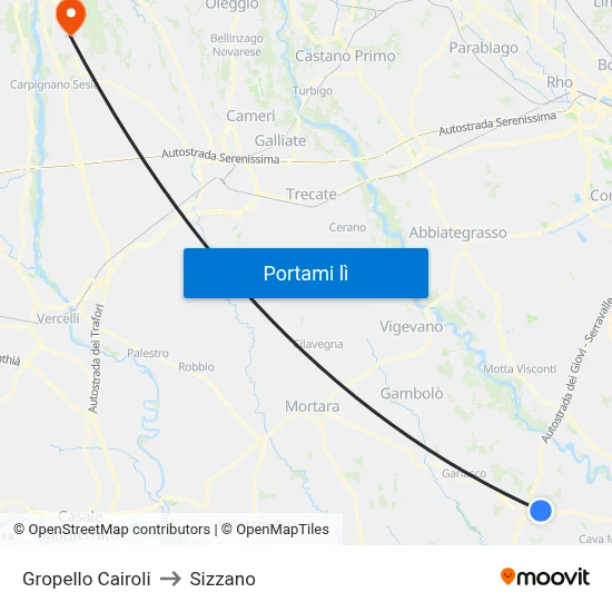 Gropello Cairoli to Sizzano map