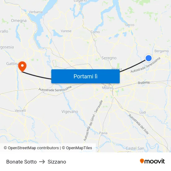 Bonate Sotto to Sizzano map
