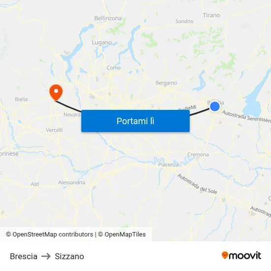 Brescia to Sizzano map