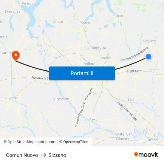 Comun Nuovo to Sizzano map