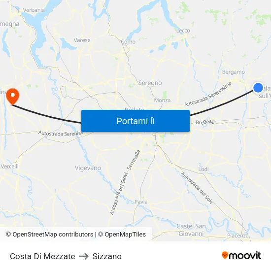 Costa Di Mezzate to Sizzano map