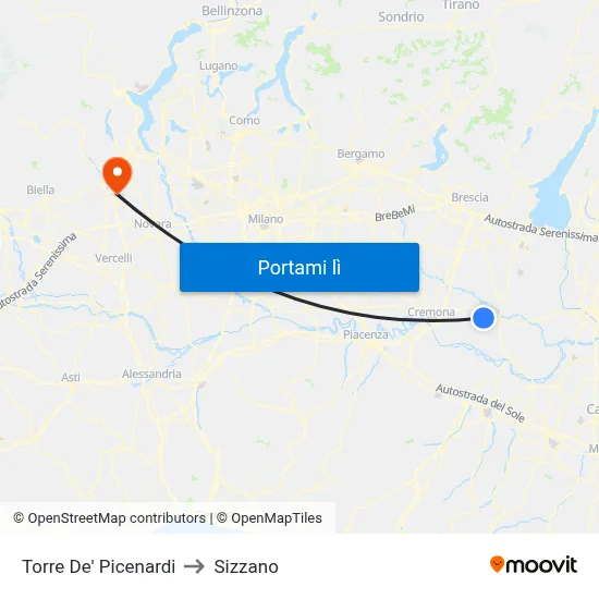 Torre De' Picenardi to Sizzano map
