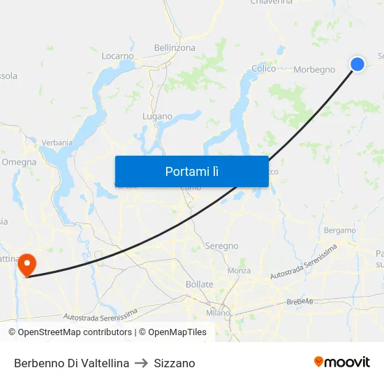 Berbenno Di Valtellina to Sizzano map