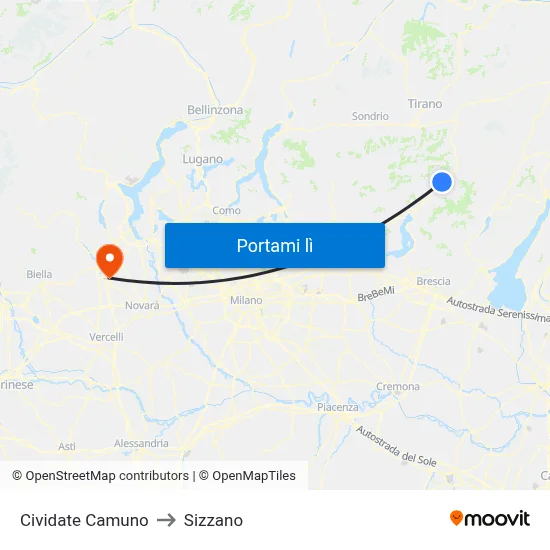 Cividate Camuno to Sizzano map