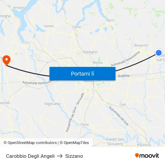 Carobbio Degli Angeli to Sizzano map