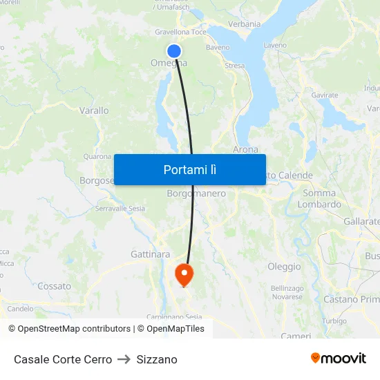 Casale Corte Cerro to Sizzano map
