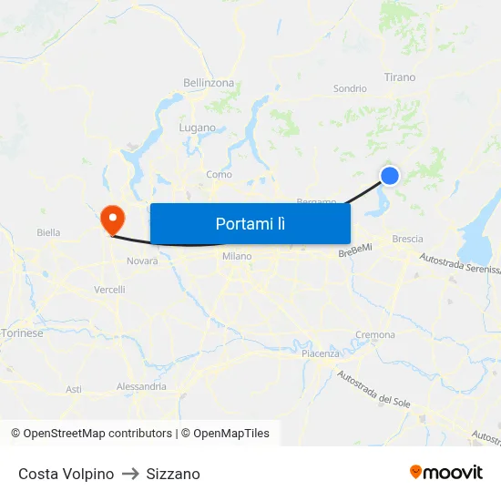 Costa Volpino to Sizzano map