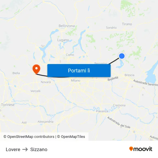 Lovere to Sizzano map