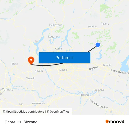 Onore to Sizzano map