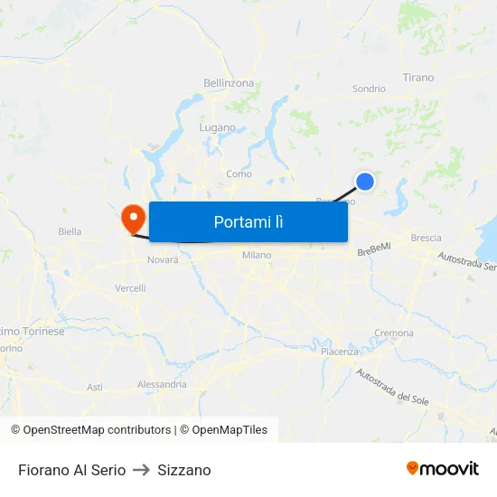 Fiorano Al Serio to Sizzano map