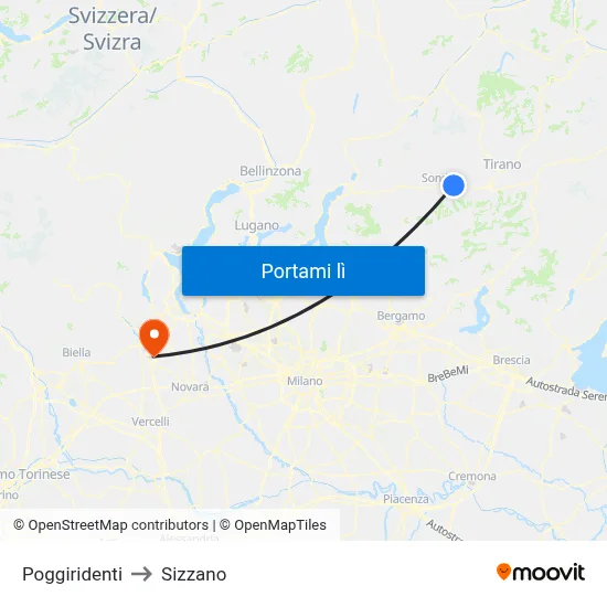 Poggiridenti to Sizzano map