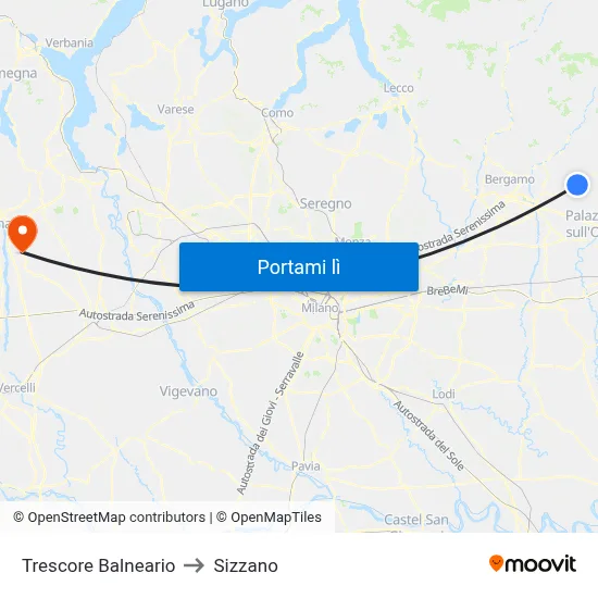 Trescore Balneario to Sizzano map