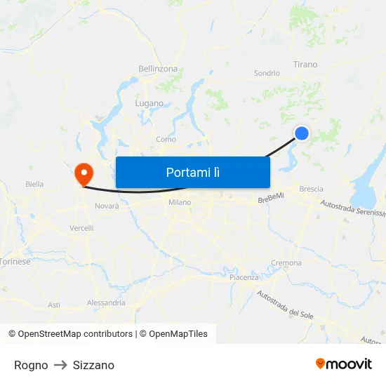 Rogno to Sizzano map