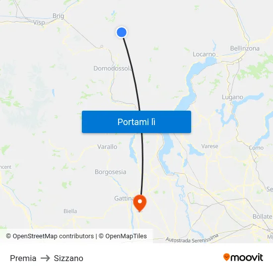 Premia to Sizzano map