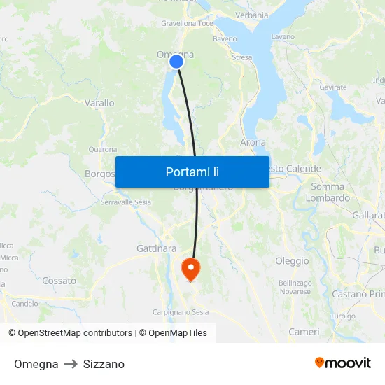 Omegna to Sizzano map