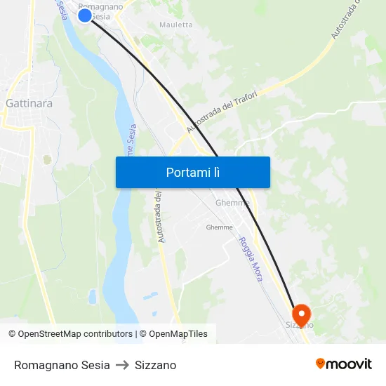 Romagnano Sesia to Sizzano map