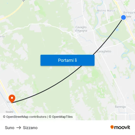 Suno to Sizzano map