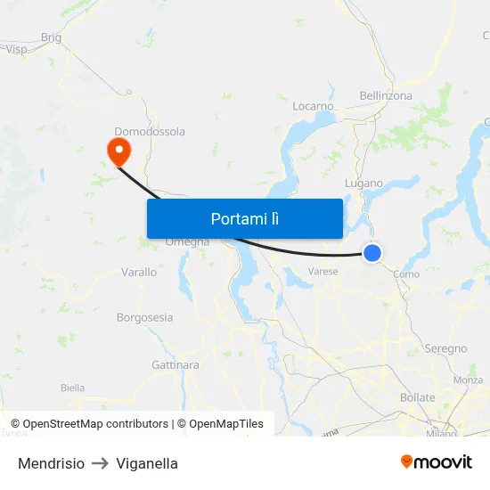 Mendrisio to Viganella map