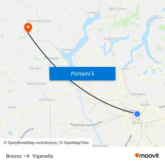 Bresso to Viganella map
