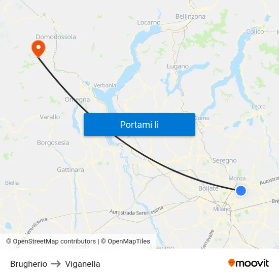 Brugherio to Viganella map