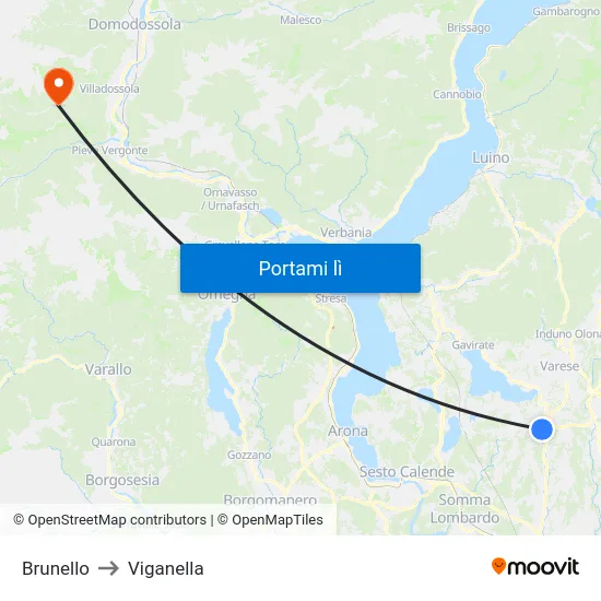 Brunello to Viganella map