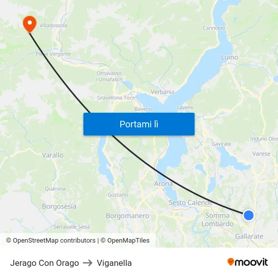 Jerago Con Orago to Viganella map