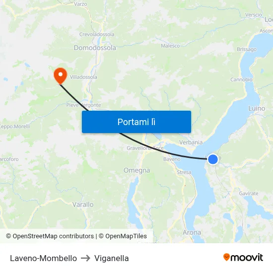 Laveno-Mombello to Viganella map