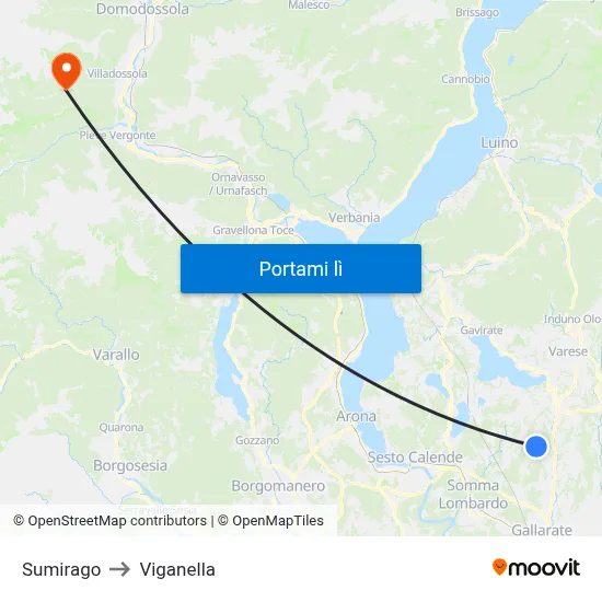 Sumirago to Viganella map