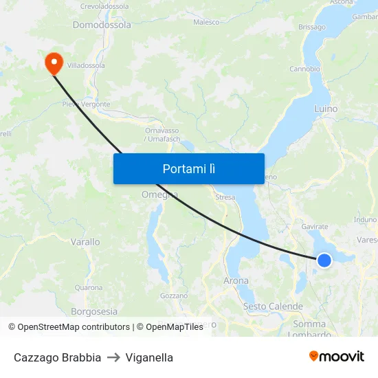 Cazzago Brabbia to Viganella map