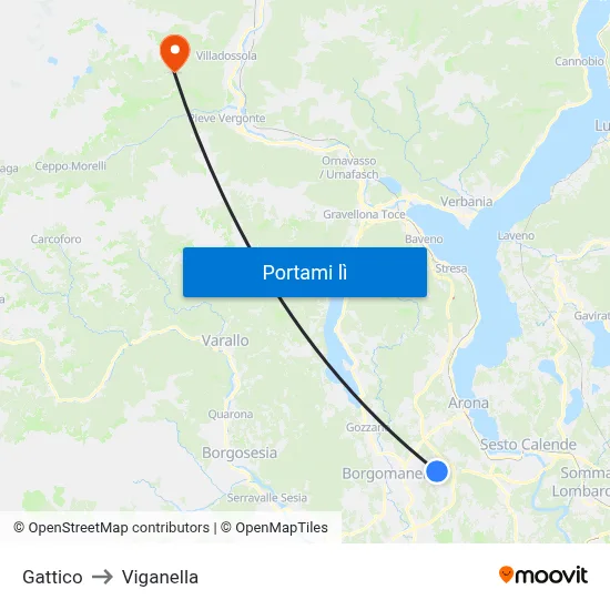 Gattico to Viganella map