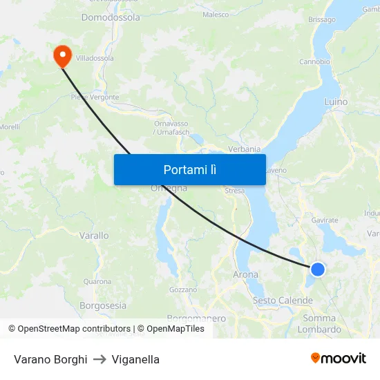 Varano Borghi to Viganella map